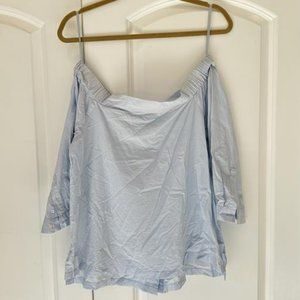 LOFT Blue Strapless Off the Shoulder Top